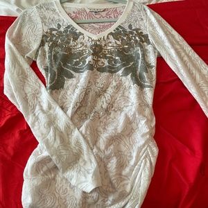 Cabi Long Sleeve Ruched Bottom Top